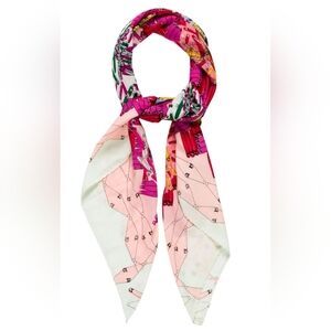 Zac Posen X Target Pink Red White Safety Pin Paisley Print Silk Blend Scarf